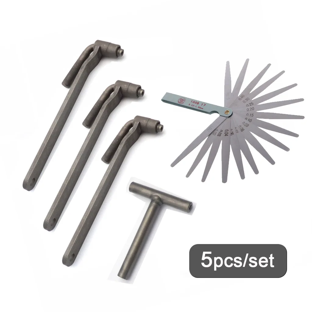 5pcs/set Universal Motorcycle Engine Valve adjustment tool valve screw wrench 8mm 9mm 10mm T type Spanner 0.1-2mm Feeler gauge
5pcs/set Universal Motorcycle Engine Valve adjustment tool valve screw wrench 8mm 9mm 10mm T type Spanner 0.1-2mm Feeler gauge