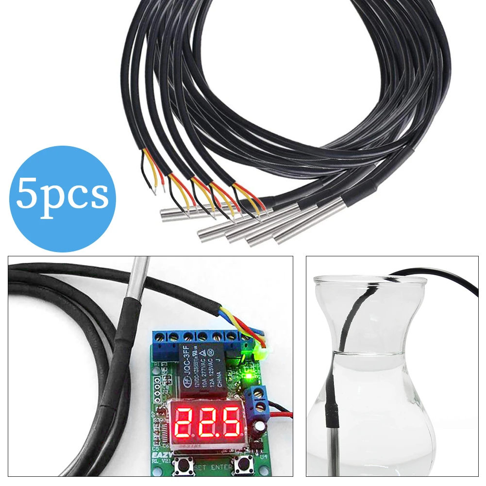 5PCS DS18B20 Temperature Sensor Digital Thermal Probe temperature Sensor Black Stainless steel package Waterproof for Arduino
5PCS DS18B20 Temperature Sensor Digital Thermal Probe temperature Sensor Black Stainless steel package Waterproof for Arduino