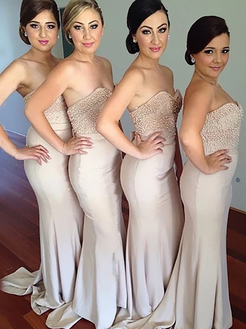Sweetheart Lace Beads Tops Stretch Fabric Bridesmaid Dresses Mermaid Zipper Back Maid of Honor Dress for Wedding Party
Sweetheart Lace Beads Tops Stretch Fabric Bridesmaid Dresses Mermaid Zipper Back Maid of Honor Dress for Wedding Party