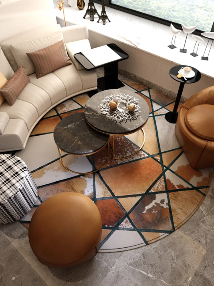 American Style Round Shape Genuine Brown Cowhide Skin Fur Patchwork Rug, Real Leather Handmade Customized Villa Carpet
American Style Round Shape Genuine Brown Cowhide Skin Fur Patchwork Rug, Real Leather Handmade Customized Villa Carpet