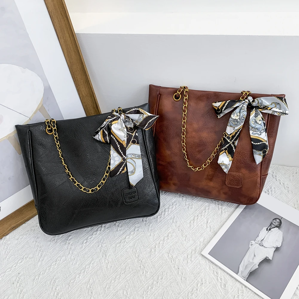 Vintage Women PU Leather Silk Scarf Shoulder Crossbody Bags Pure Color Messenger Bag Ladies Chain Large Capacity Totes Handbags
Vintage Women PU Leather Silk Scarf Shoulder Crossbody Bags Pure Color Messenger Bag Ladies Chain Large Capacity Totes Handbags