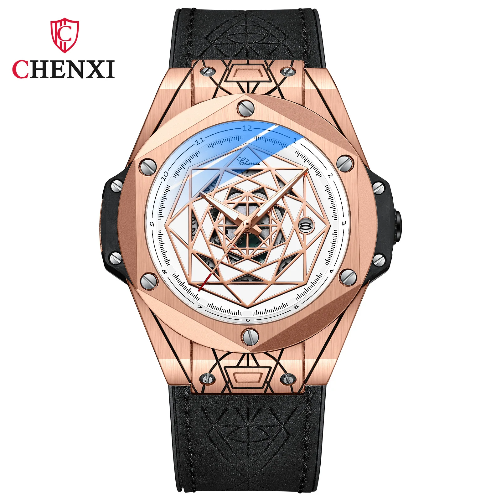 

Часы наручные CHENXI мужские деловые, роскошные брендовые золотистые многофункциональные светящиеся с календарем, для бега