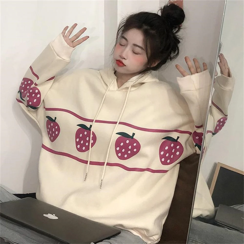 Женская толстовка с капюшоном, с длинным рукавом и принтом клубники
Женская толстовка с капюшоном, с длинным рукавом и принтом клубники