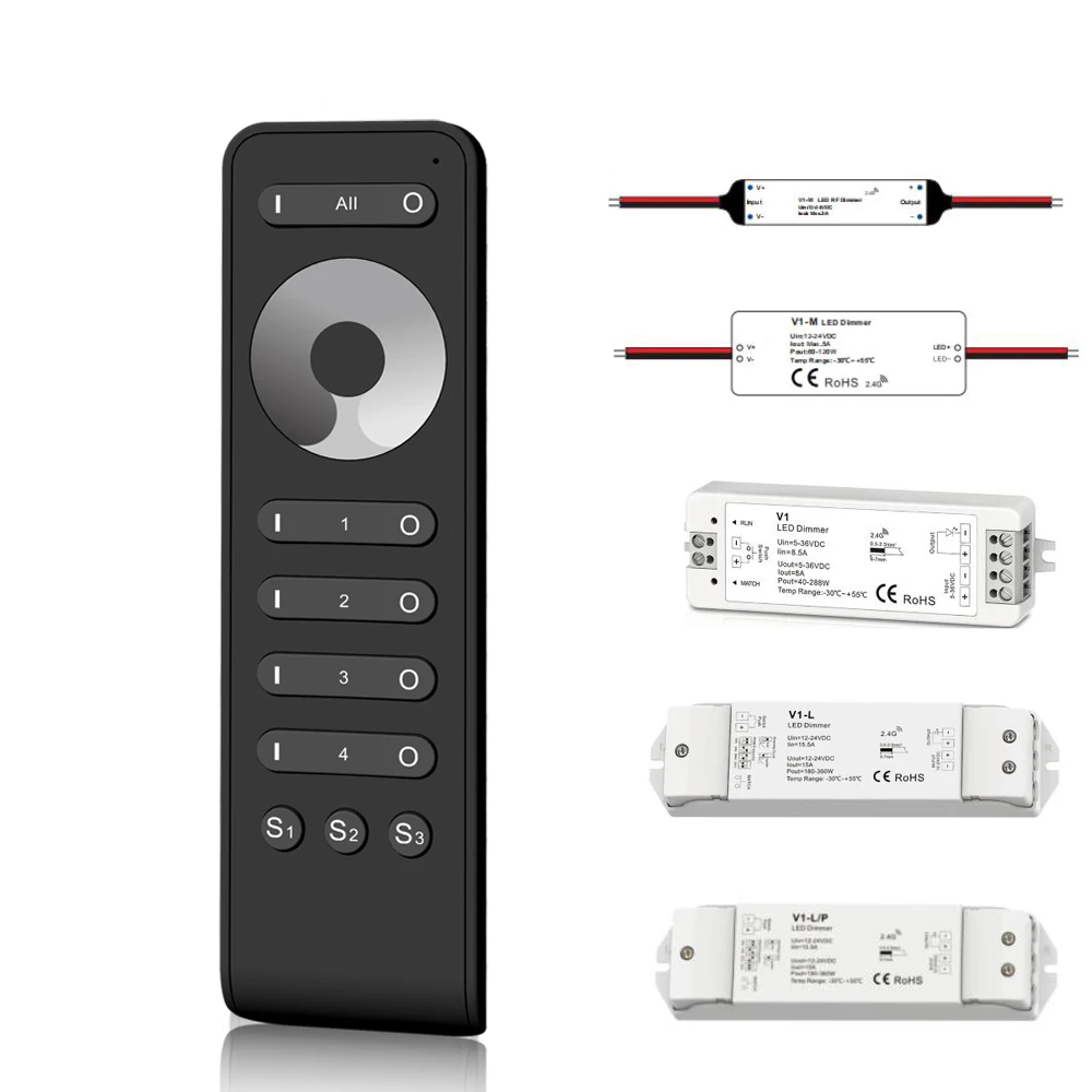 DIM Controller Dimmable LED Light Strip DC12V 24V 36V Max 360W 2.4GHz Controller RF Touch Remote for Single Color LED Strip
DIM Controller Dimmable LED Light Strip DC12V 24V 36V Max 360W 2.4GHz Controller RF Touch Remote for Single Color LED Strip