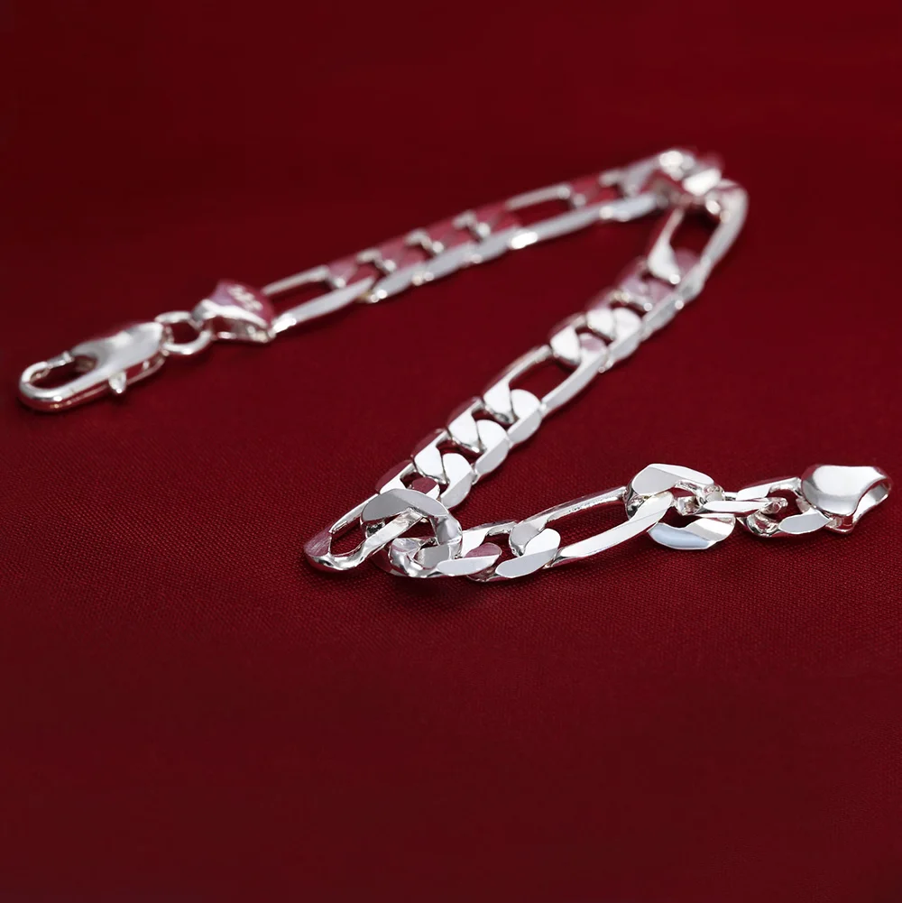 925 sterling Silver Christmas gifts fashion charm nice men Women 8MM Figaro chain necklace bracelets charm jewelry sets
925 sterling Silver Christmas gifts fashion charm nice men Women 8MM Figaro chain necklace bracelets charm jewelry sets