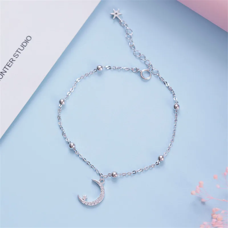 Female Romantic 925 Sterling Silver AAA Zircon Moon Star Women Fashion Bracelets Girls Cute Beads Chain Creative Chic Bracelets
Female Romantic 925 Sterling Silver AAA Zircon Moon Star Women Fashion Bracelets Girls Cute Beads Chain Creative Chic Bracelets