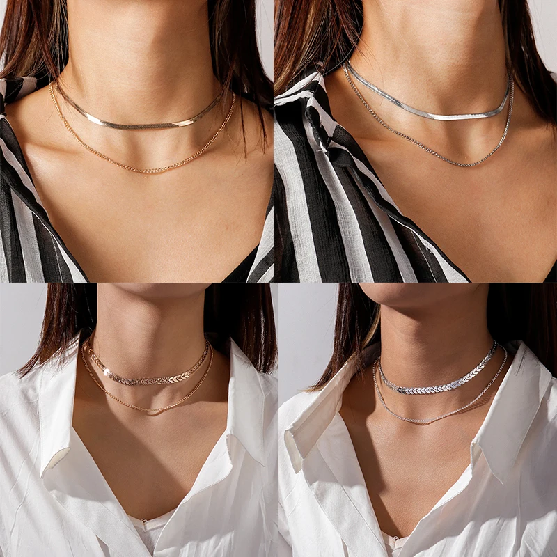 Simple Gold Multilayer Fashion Necklace Clavicle Chain Shiny Collar Men Women Couple Snake Bone Chain Minimalism Necklace
Simple Gold Multilayer Fashion Necklace Clavicle Chain Shiny Collar Men Women Couple Snake Bone Chain Minimalism Necklace