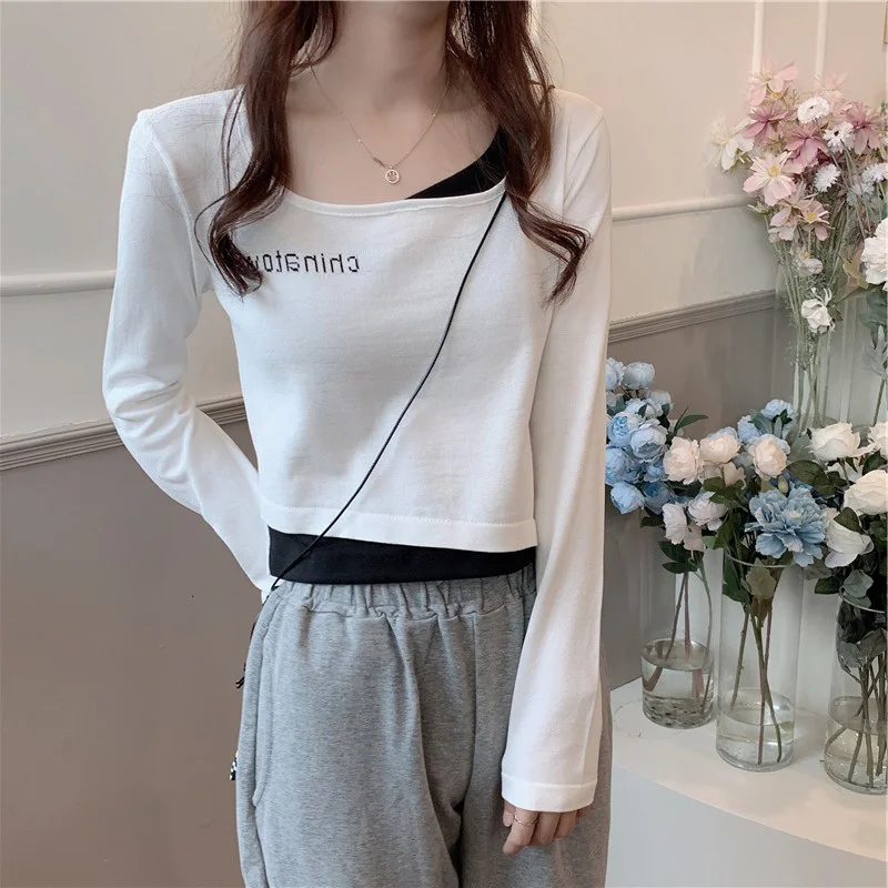 Long Sleeve T-shirt Fake Two-Piece Knitted Bottoming Shirt Inner Wear Outer Wear Autumn New Women's Hot Girl Short Top
Long Sleeve T-shirt Fake Two-Piece Knitted Bottoming Shirt Inner Wear Outer Wear Autumn New Women's Hot Girl Short Top