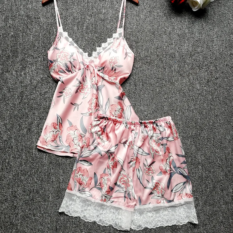 Sexy Strap Top&Shorts Pajamas Sets Women Lace Print Sleepwear Sleep Suit Summer Backless Satin Pyjamas Lounge Nightwear Homewear
Sexy Strap Top&Shorts Pajamas Sets Women Lace Print Sleepwear Sleep Suit Summer Backless Satin Pyjamas Lounge Nightwear Homewear