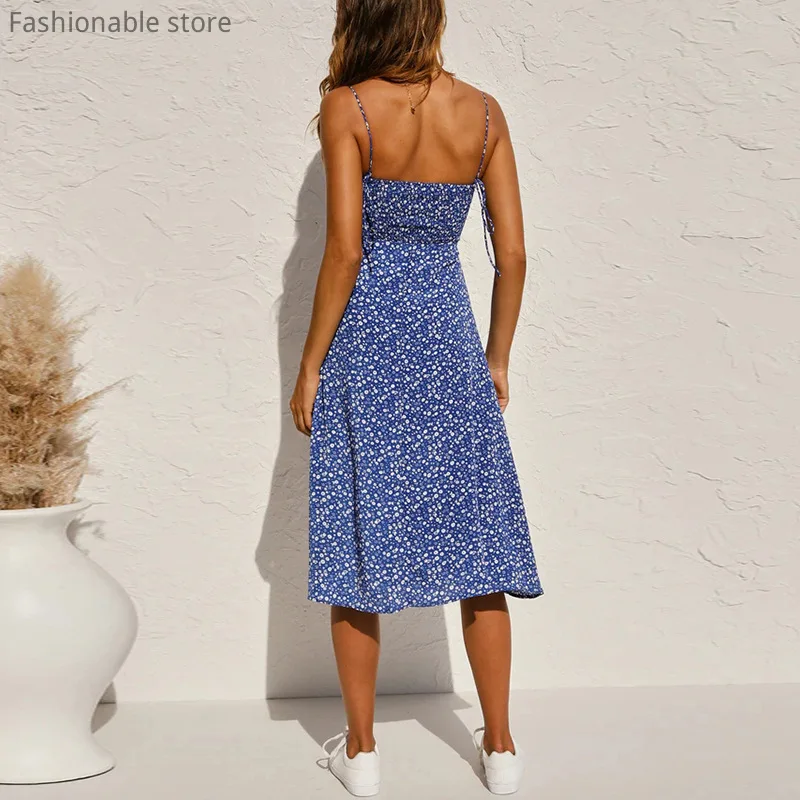 Women Sleeveless Print Midi Dress Spaghetti Strap Floral Print Backless Side Slit Casual Dress Large Size 3XL
Women Sleeveless Print Midi Dress Spaghetti Strap Floral Print Backless Side Slit Casual Dress Large Size 3XL