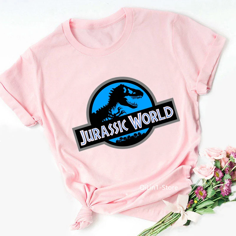 Jurassic Park/World Dinosaur Print T-Shirt Women Summer Top Female Pink T Shirt Funny Vintage Graphic Tees Shirt Femme Outwear 
Jurassic Park/World Dinosaur Print T-Shirt Women Summer Top Female Pink T Shirt Funny Vintage Graphic Tees Shirt Femme Outwear