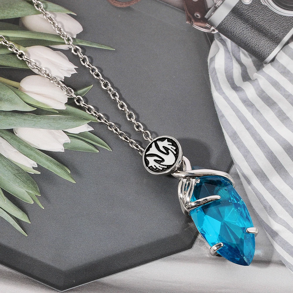 Аниме серия Final Fantasy Blue большой кристалл кулон ожерелье для косплея ювелирные