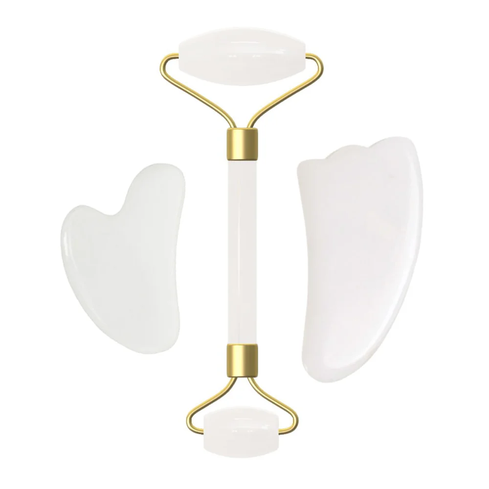 Facial Massage Roller Natural White Jade Roller Guasha Board Scraper Set Double Heads Jade Stone Massager Skin Care Tools
Facial Massage Roller Natural White Jade Roller Guasha Board Scraper Set Double Heads Jade Stone Massager Skin Care Tools