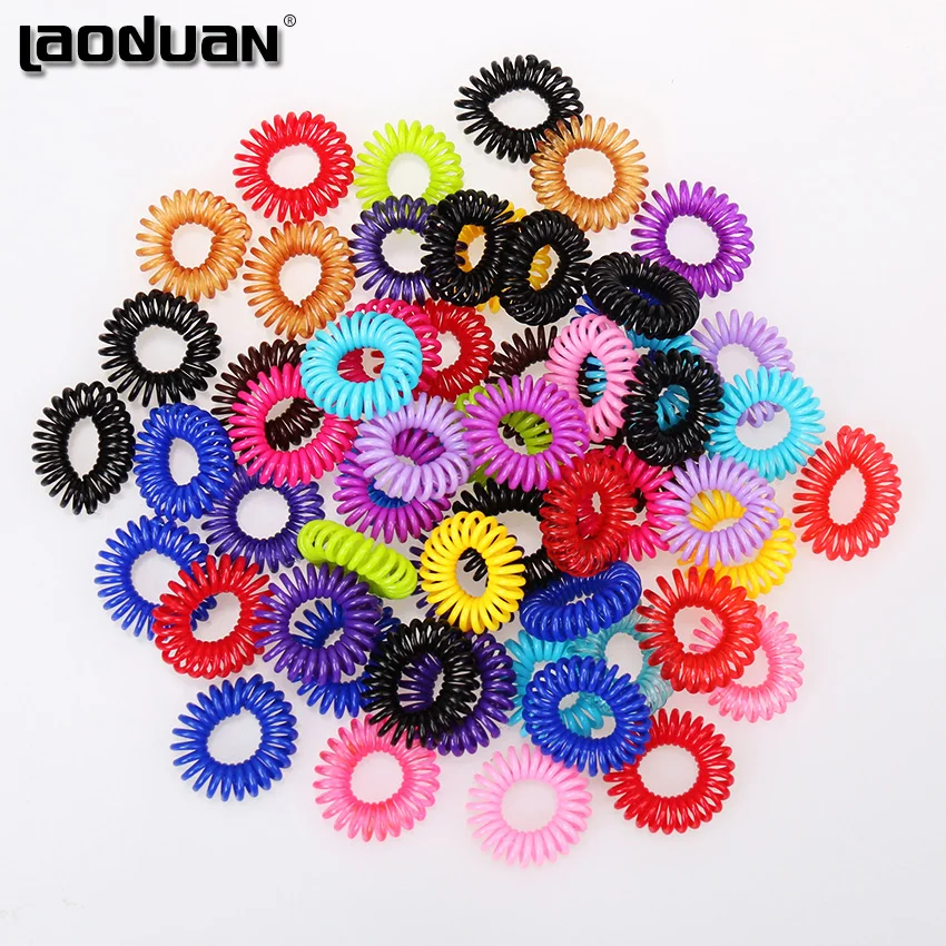 

Candy Colored Telephone Line Hair Ring Hair Accessories Hair Rope Spring Rubber Band Mix 20pcs/Lot