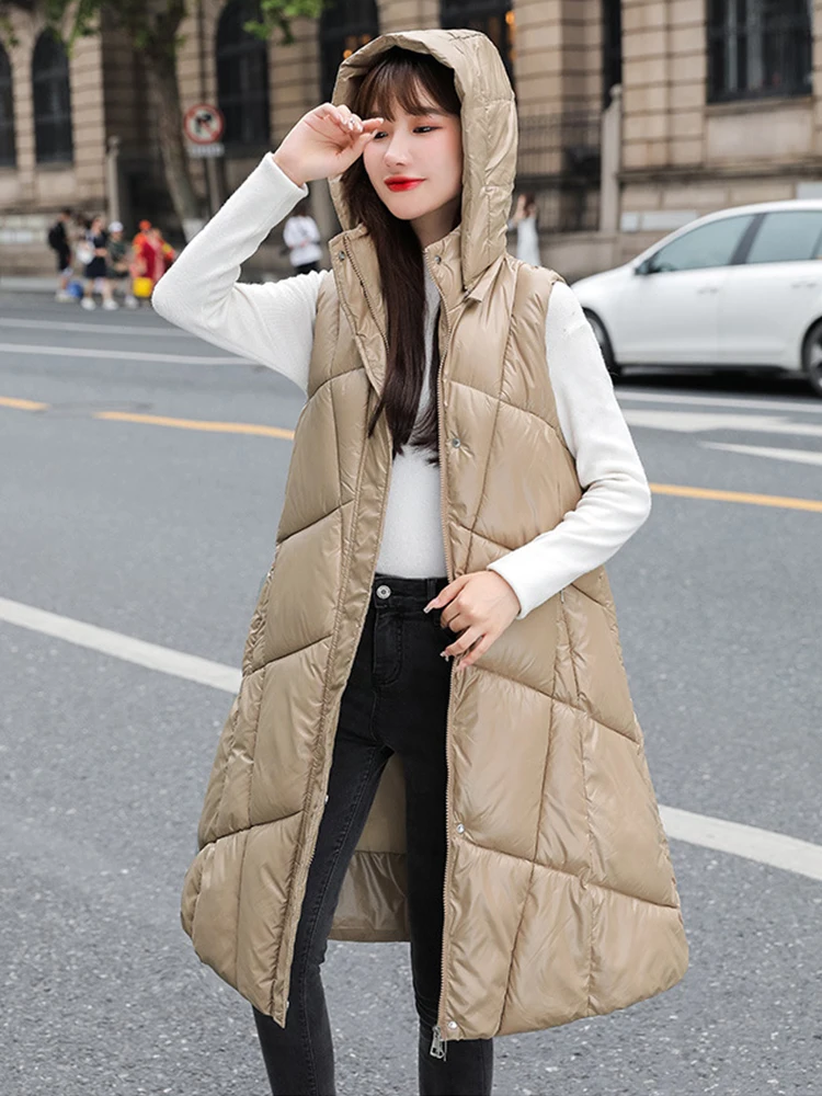 Женский Длинный жилет с капюшоном TIGENA, облегающий плотный теплый жилет с хлопковой подкладкой в Корейском стиле, Осень-зима 2021
Женский Длинный жилет с капюшоном TIGENA, облегающий плотный теплый жилет с хлопковой подкладкой в Корейском стиле, Осень-зима 2021