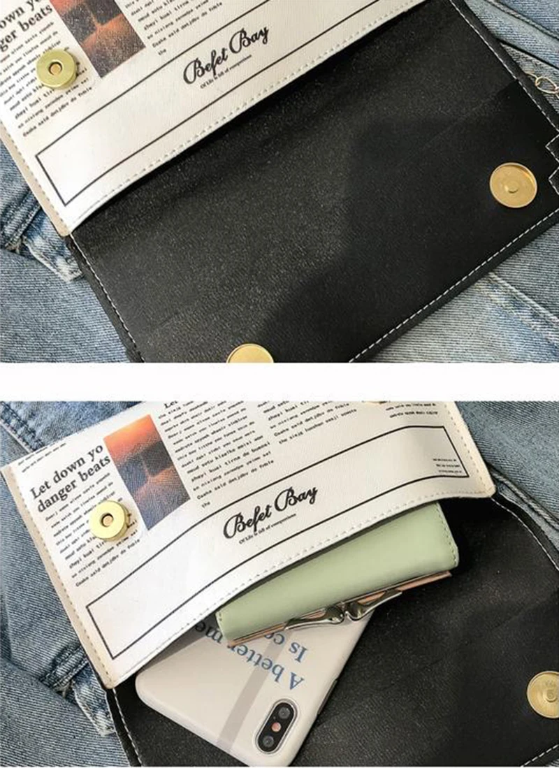 Women Girls Personality Fashion Small Square Chain Bag News Paper Design Pack Phone Purse Flap Cover
Women Girls Personality Fashion Small Square Chain Bag News Paper Design Pack Phone Purse Flap Cover