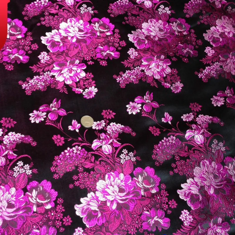 Кимоно Косплей парча глянцевая ткань одежды Cheongsam парчи Пион Платье подушка