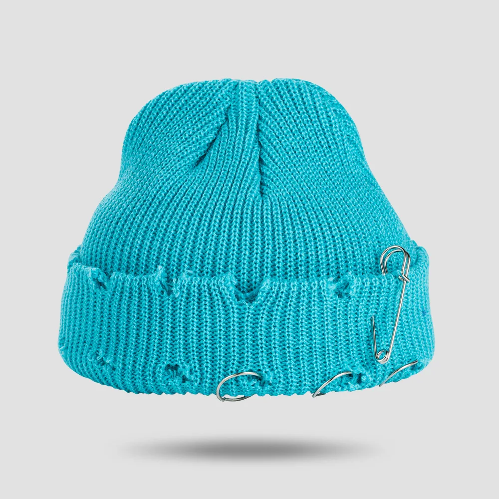 Hole Hats for Women Beanie with Pins O Ring Vintage Distressed Unisex Winter Knitted Skull Cap Ring Pin Couple Hip Hop Wool Hat
Hole Hats for Women Beanie with Pins O Ring Vintage Distressed Unisex Winter Knitted Skull Cap Ring Pin Couple Hip Hop Wool Hat