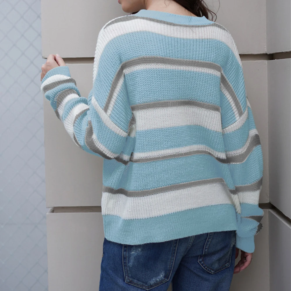 Women Long Sleeve Striped Sweater Casual Round Neck Knitted Pullover Sweaters Oversized Warm Loose Jumpers Autumn Winter Clothes
Women Long Sleeve Striped Sweater Casual Round Neck Knitted Pullover Sweaters Oversized Warm Loose Jumpers Autumn Winter Clothes