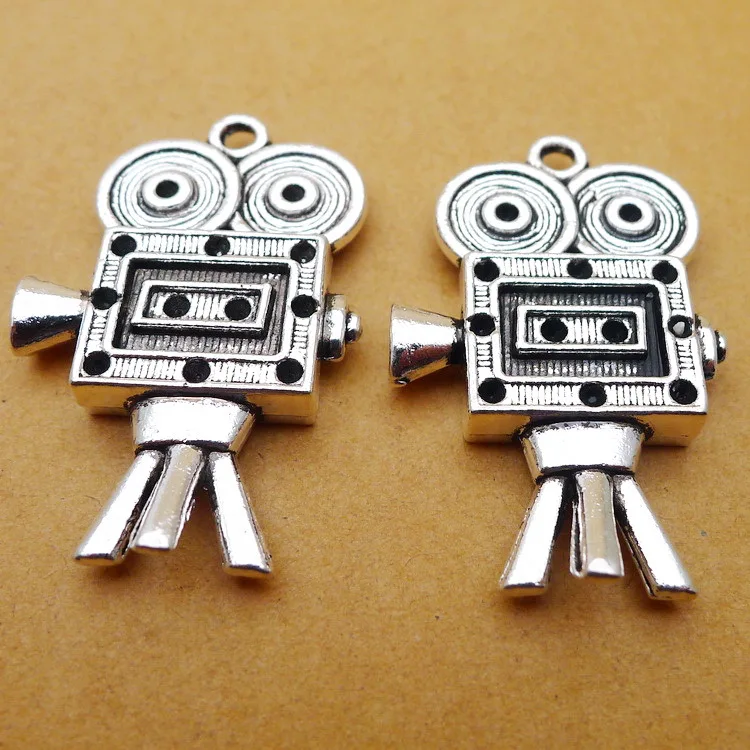 

4pcs/Lot 25x39mm Movie Projector Charms Antique Silver Color Pendants for DIY Jewelry Making Charm