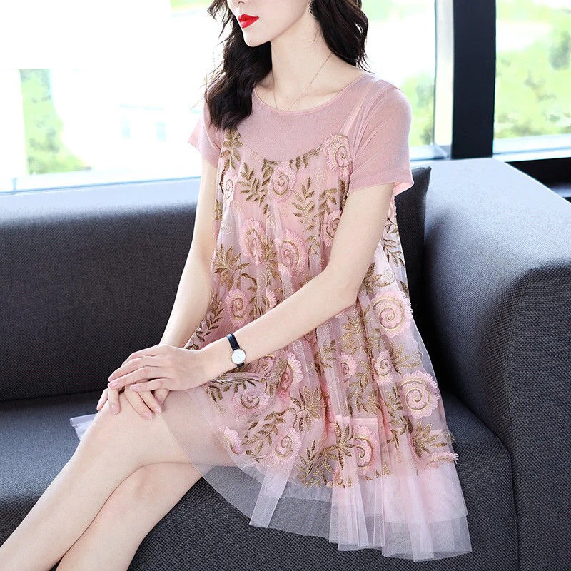 2020 Summer New Womens Female Short Sleeve Loose A Line Sequined Flower Dress , Women Embroidery Lace Ruffles Dresses
2020 Summer New Womens Female Short Sleeve Loose A Line Sequined Flower Dress , Women Embroidery Lace Ruffles Dresses