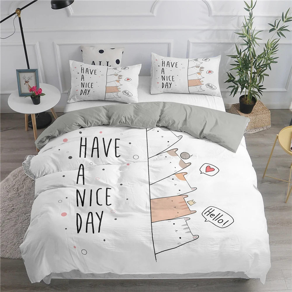 Cartoon Cat Pattern 3D Kids Bedding Set White Duvet Cover Queen King Size with Pillowcase Unisex Comforter Cover Home Textiles
Cartoon Cat Pattern 3D Kids Bedding Set White Duvet Cover Queen King Size with Pillowcase Unisex Comforter Cover Home Textiles