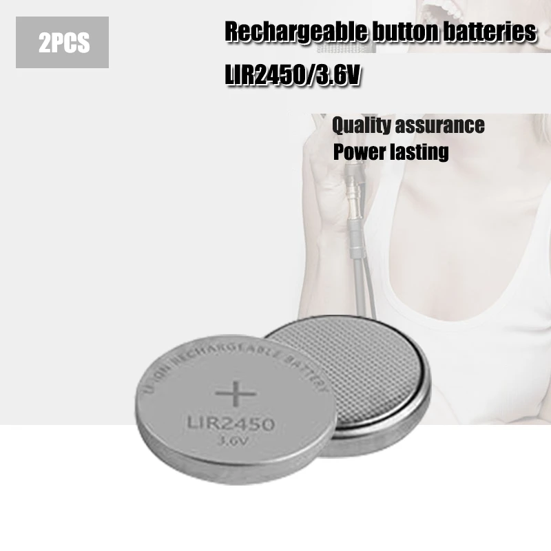 2Pcs NEW LIR2450 2450 Rechargeable Li-ion 3.6V Battery Button Coin Rechargeable battery
2Pcs NEW LIR2450 2450 Rechargeable Li-ion 3.6V Battery Button Coin Rechargeable battery