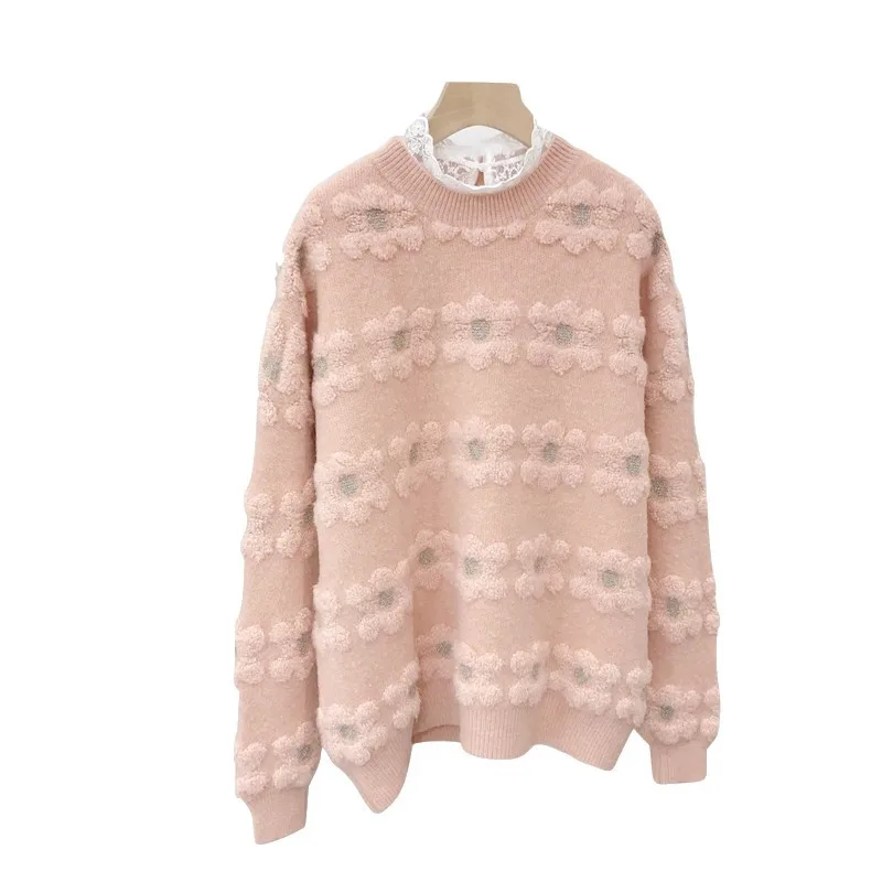 Autumn Winter Women's Sweaters Korean Round Neck Flocking Flower Long-sleeved Sweater New Loose Casual Pullover Sweater GX508
Autumn Winter Women's Sweaters Korean Round Neck Flocking Flower Long-sleeved Sweater New Loose Casual Pullover Sweater GX508