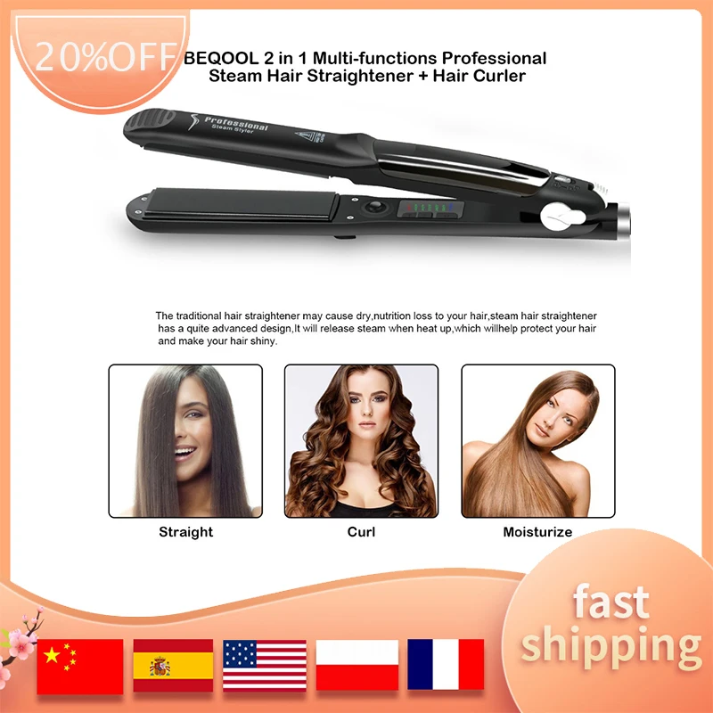 Steam Hair Straightener Professional Tourmaline Ceramic Steam Flat Iron For Straightening Curling Hair Adjustable Temperature
Steam Hair Straightener Professional Tourmaline Ceramic Steam Flat Iron For Straightening Curling Hair Adjustable Temperature