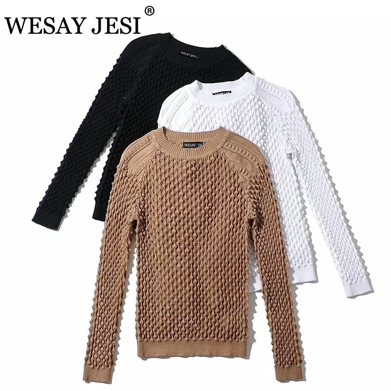 WESAY JESI Women's Sweater Long Sleeve Knitted Chic Top Slim Hollow out Pullover O-neck Long Sleeve Knit Jersey Female Solid
WESAY JESI Women's Sweater Long Sleeve Knitted Chic Top Slim Hollow out Pullover O-neck Long Sleeve Knit Jersey Female Solid