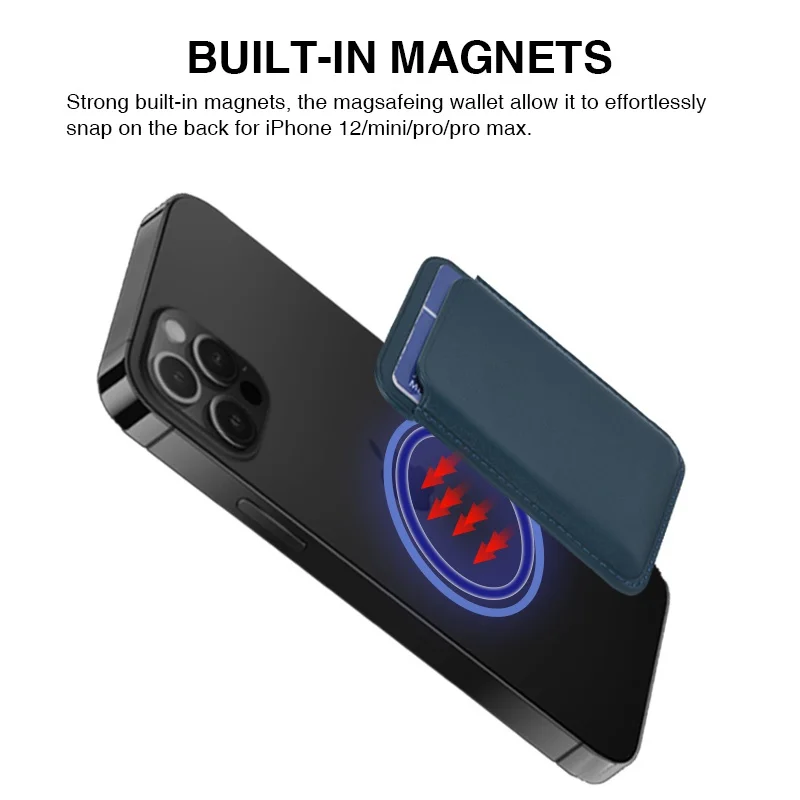 Magnetic Macsafe Leather Wallet ID Credit Card Pocket Holder Bag Case for IPhone 12 13Pro Max Mini Mac Safe Magnet Cover Sticker | Мобильные