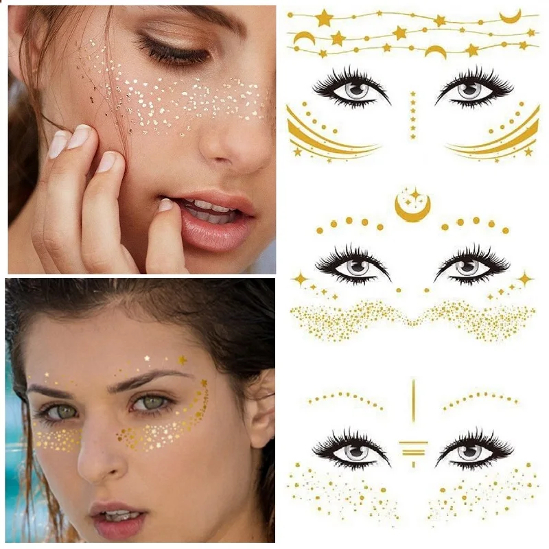 Temporary Freckles Tattoo Sticker Waterproof Fake Gold Silver Body Makeup Face Eye Sticker Decal Accessories For Dancing Party
Temporary Freckles Tattoo Sticker Waterproof Fake Gold Silver Body Makeup Face Eye Sticker Decal Accessories For Dancing Party