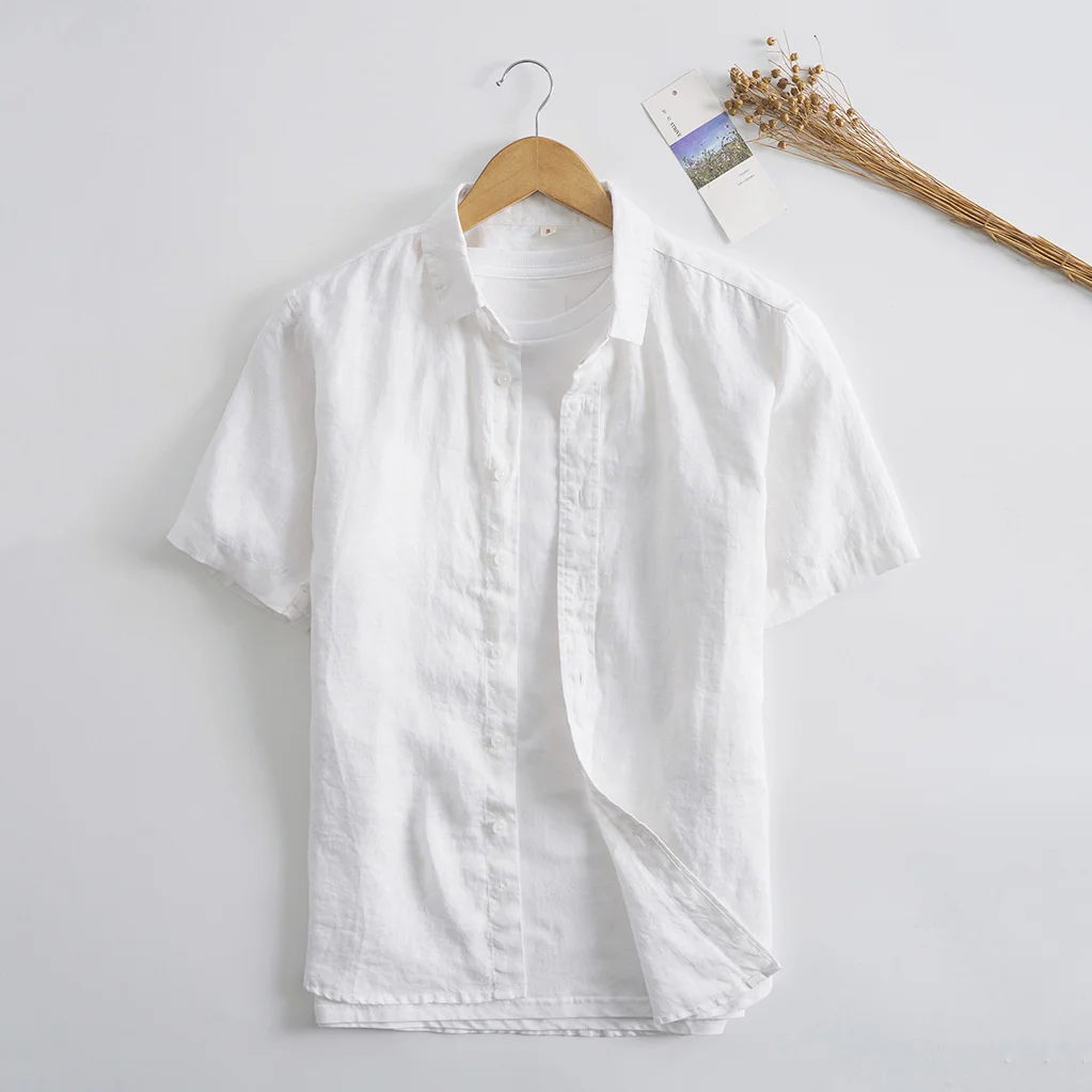 C065 Casual Simple Linen Shirts For Men Fresh Handsome Student Short Sleeve Lapel Solid Color Thin Summer Soft Breathable Tops
C065 Casual Simple Linen Shirts For Men Fresh Handsome Student Short Sleeve Lapel Solid Color Thin Summer Soft Breathable Tops