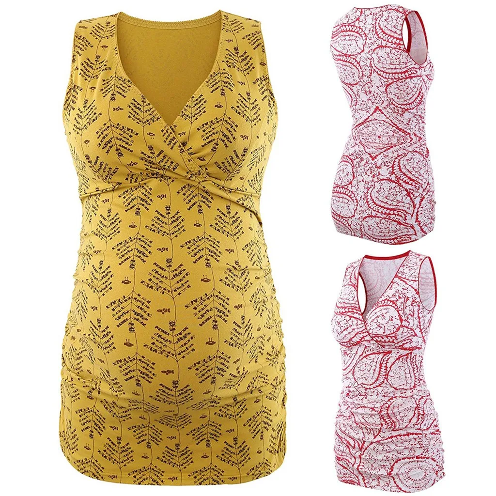 LONSANT Maternity Blouse Sleeveless Cross V-neck Printed Tops Pregnancy Fashion casual shirt summer Women Pregnant daily clothes 
LONSANT Maternity Blouse Sleeveless Cross V-neck Printed Tops Pregnancy Fashion casual shirt summer Women Pregnant daily clothes
