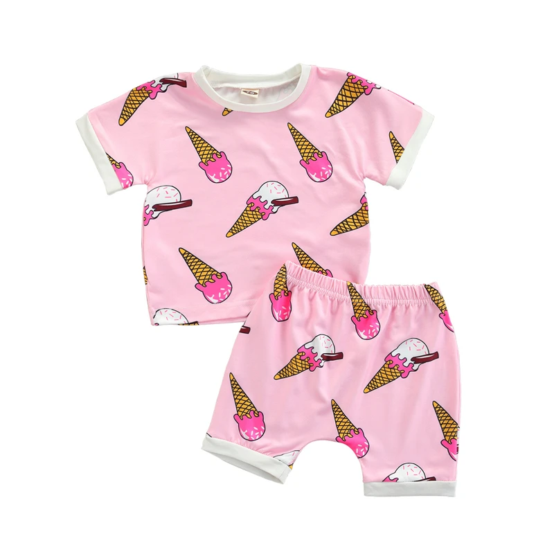 Комплект одежды для маленьких девочек из 2 предметов летняя одежда милый принтом