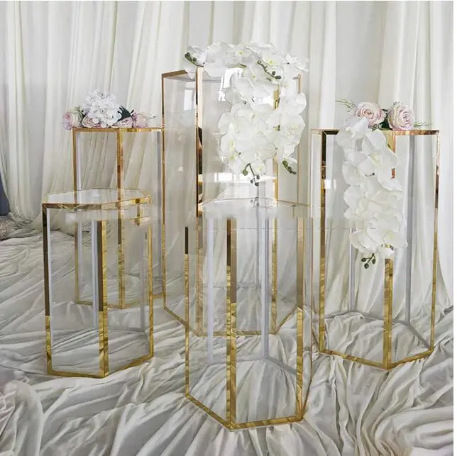 5pcs/set)No flowers including)Custom Made Acrylic Hexagon Plinth Display Stand for Wedding stage Exhibition 
5pcs/set)No flowers including)Custom Made Acrylic Hexagon Plinth Display Stand for Wedding stage Exhibition