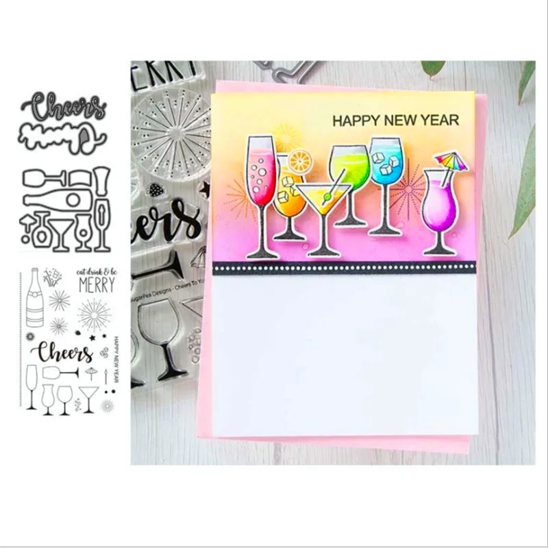 Metal Cutting Dies and Stamp Set For DIY Scrapbooking Embossing Champagne Wine DIY Card Making Cutting Crafts Stencil Dies 
Metal Cutting Dies and Stamp Set For DIY Scrapbooking Embossing Champagne Wine DIY Card Making Cutting Crafts Stencil Dies