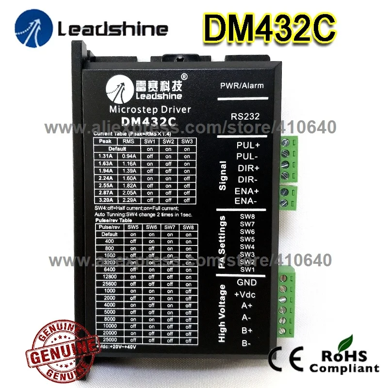 

Подлинный шаговый привод Leadshine DM432C, 2-фазный цифровой шаговый привод, макс. 40 В постоянного тока и 3,2 А, бесплатная доставка
