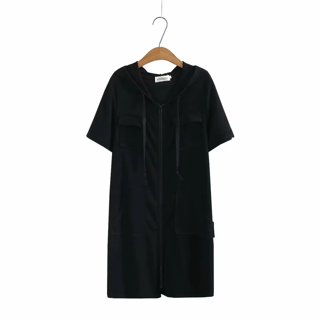 Plus size cotton zipper pocket women dresses 2021 new summer casual ladies short sleeve hooded dress female solid color
Plus size cotton zipper pocket women dresses 2021 new summer casual ladies short sleeve hooded dress female solid color