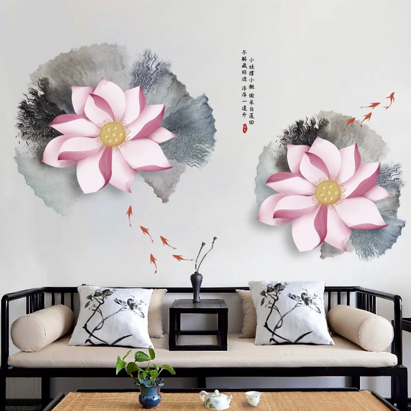 Ink Painting Lotus Wall Sticker Chinese Style Vintage Decorative Wall Decals Home Decor for Living Room 
Ink Painting Lotus Wall Sticker Chinese Style Vintage Decorative Wall Decals Home Decor for Living Room