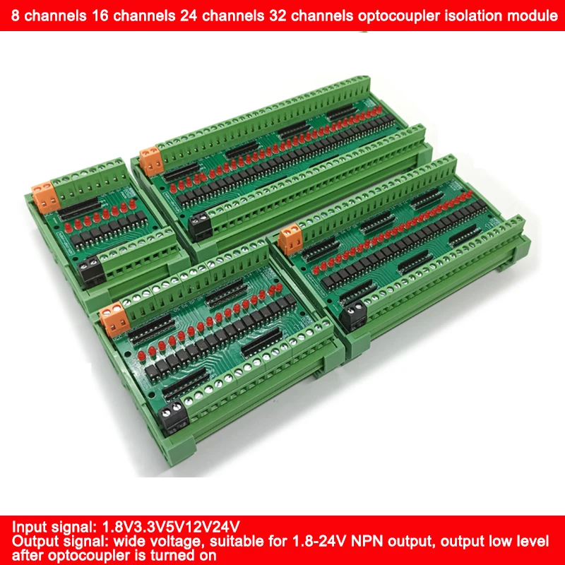 3/5V/12V/24V Signal Isolation board / 8 Road 16 Road 24 Road 32 Road Optocoupler Isolation Module With Case
3/5V/12V/24V Signal Isolation board / 8 Road 16 Road 24 Road 32 Road Optocoupler Isolation Module With Case