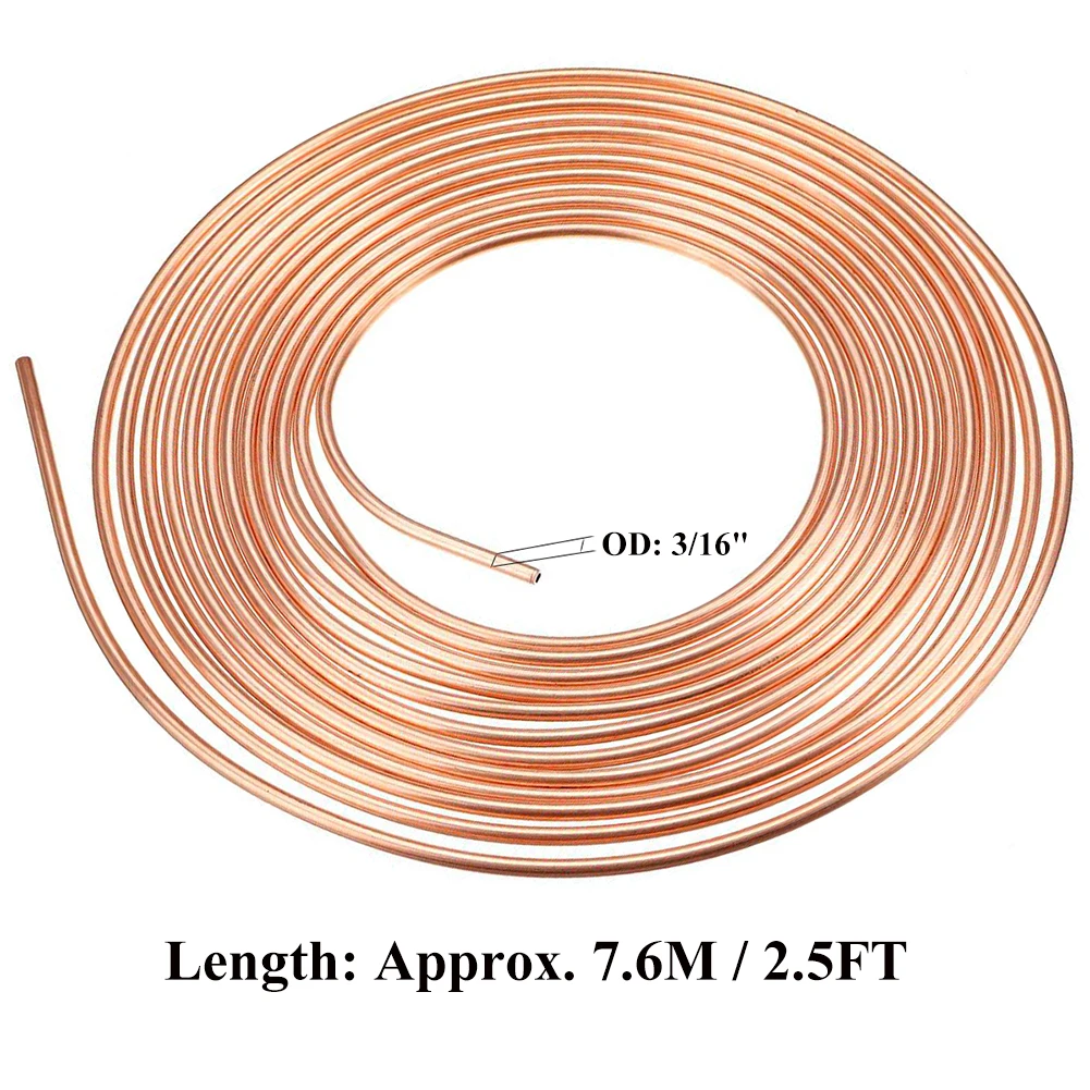 Nickel Brake Pipe Hose Line Piping Tube Tubing Anti-rust With 15PCS Tube Nuts 25ft 7.62m Roll Tube Coil of 3/16" OD Copper
Nickel Brake Pipe Hose Line Piping Tube Tubing Anti-rust With 15PCS Tube Nuts 25ft 7.62m Roll Tube Coil of 3/16" OD Copper