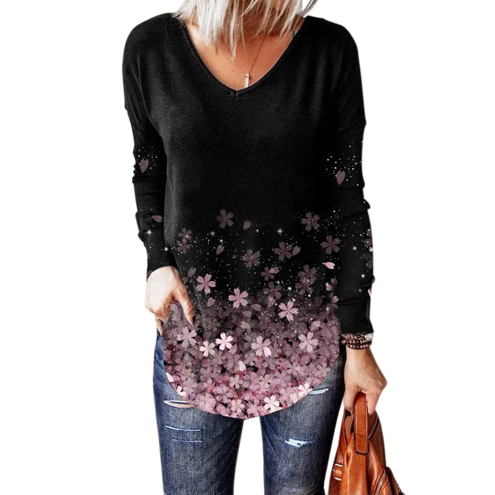 Floral Print T-shirt For Women 2021 Fashion Casual Long Sleeve V Neck Tee Ladies Elegant Streetwear Pullover Female Clothing
Floral Print T-shirt For Women 2021 Fashion Casual Long Sleeve V Neck Tee Ladies Elegant Streetwear Pullover Female Clothing