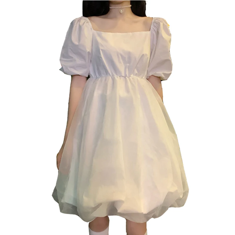 AL 2021 The New Summer Elegant Kawaielolita Style Sweet Sen Soft White Fluffy Fairy Dress With Bouffant Sleeves And Square Neck 
AL 2021 The New Summer Elegant Kawaielolita Style Sweet Sen Soft White Fluffy Fairy Dress With Bouffant Sleeves And Square Neck