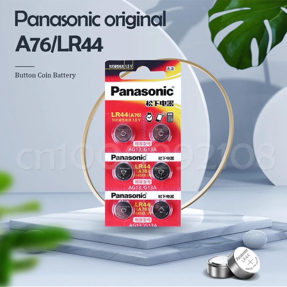 Часовая батарейка Panasonic LR44 LR 44 A76 AG13 1 5 в 40 шт. Кнопочная G13A LR1154 SR1154 357A SR44 SR44SW SR44W