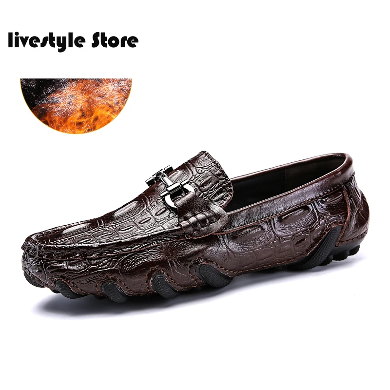2021 Genuine Leather Loafers Crocodile Embossed Boat Shoes Men Slip-On Breathable Soft Driving Men Shoes Big Size 38-47
2021 Genuine Leather Loafers Crocodile Embossed Boat Shoes Men Slip-On Breathable Soft Driving Men Shoes Big Size 38-47