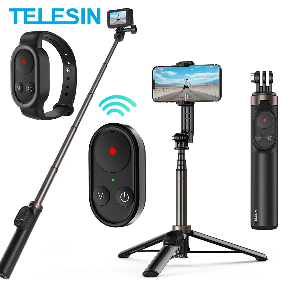 TELESIN Wireless Bluetooth Remote Control Selfie Stick Monopod Tripod For GoPro Hero 10 GoPro 9 8 Max For Apple IPhone 13 Phone
TELESIN Wireless Bluetooth Remote Control Selfie Stick Monopod Tripod For GoPro Hero 10 GoPro 9 8 Max For Apple IPhone 13 Phone