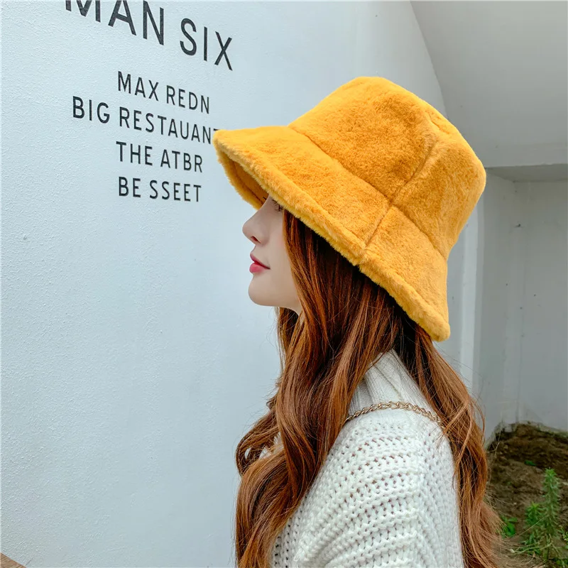Winter Bucket-Hats Women Warm Fashion Solid Color Thickened Soft Panama Hat Cloche Faux Fur Fisherman Cap
Winter Bucket-Hats Women Warm Fashion Solid Color Thickened Soft Panama Hat Cloche Faux Fur Fisherman Cap