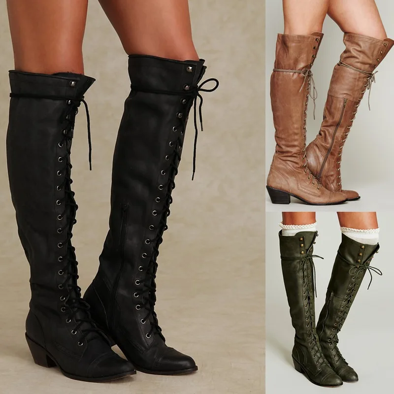 Retro Rome Army Green Brown Over The Knee Lace Up Riding Cowboy Boots For Woman Leather Long Ladies Boots Military Shoes Botas
Retro Rome Army Green Brown Over The Knee Lace Up Riding Cowboy Boots For Woman Leather Long Ladies Boots Military Shoes Botas