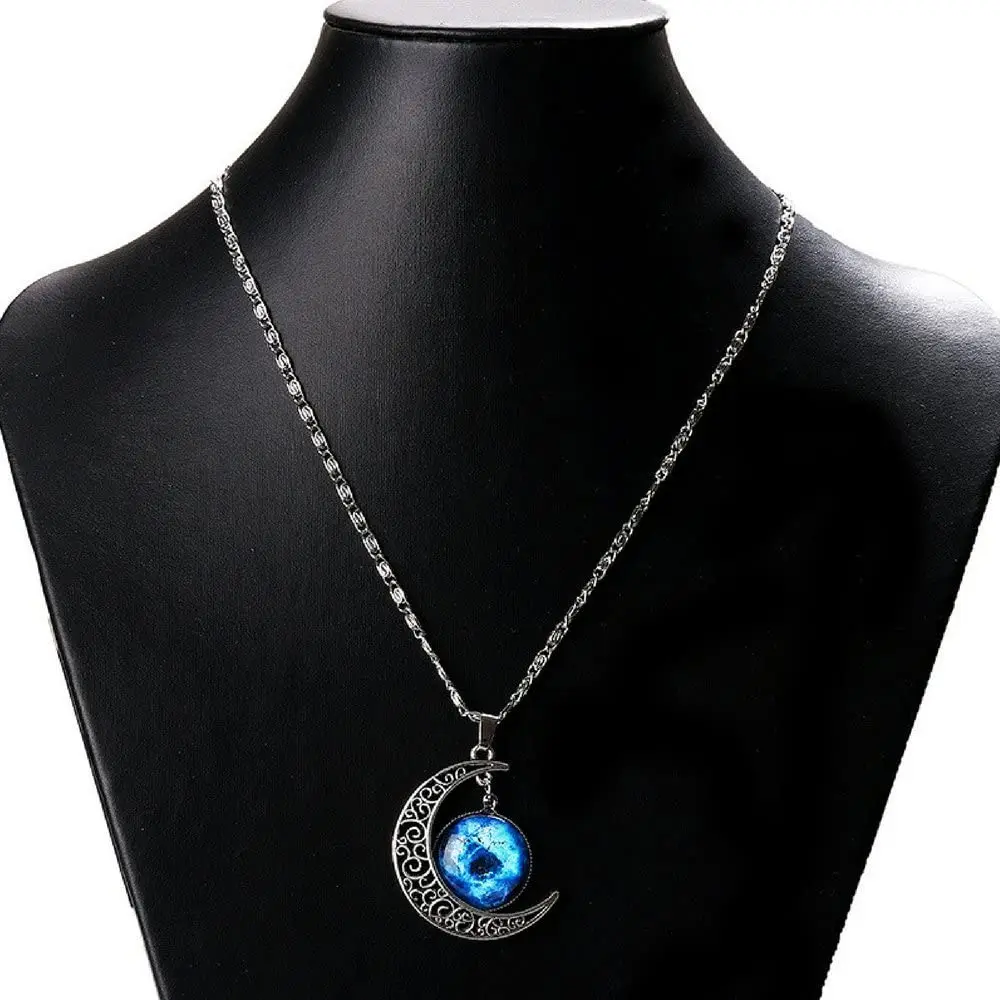 Cosmic Moon Pendant Necklace, Blue Glass, 17.5'' Chain, Great Gift for Women necklaces for women jewelry
Cosmic Moon Pendant Necklace, Blue Glass, 17.5'' Chain, Great Gift for Women necklaces for women jewelry